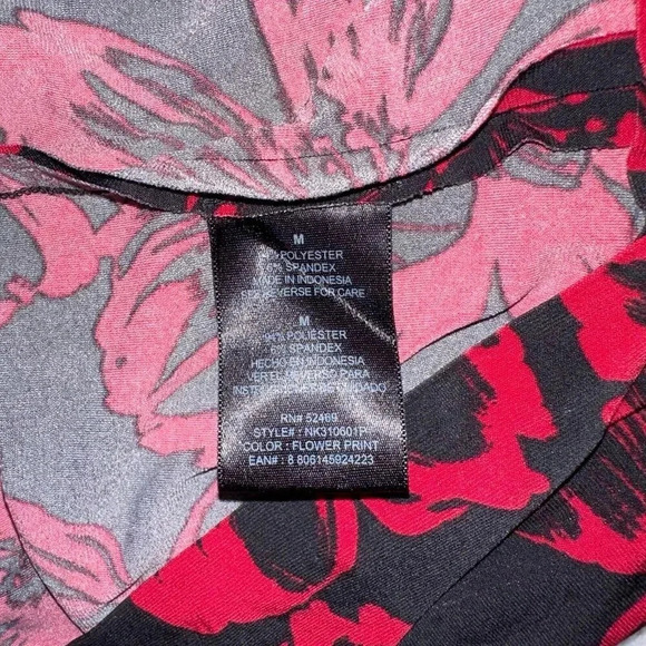 Norma Kamali Sleeveless Faux Wrap Jersey Dress Floral Print Black & Red Size M - Picture 7 of 7